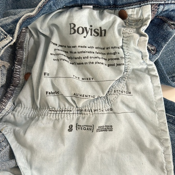 Boyish The Mikey High Rise Wide Leg Jeans Raw Hem Authentic Stretch Size 25 - Picture 9 of 12